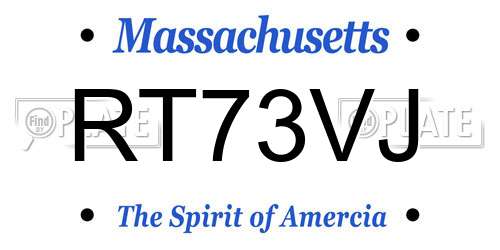 RT73VJ Massachusetts License Plate