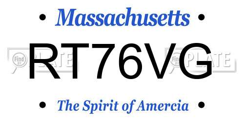 RT76VG Massachusetts License Plate