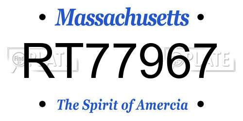 RT77967 Massachusetts License Plate