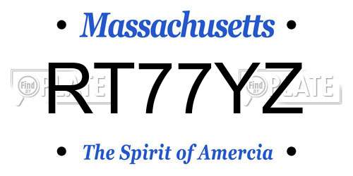 RT77YZ Massachusetts License Plate