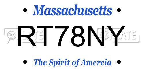 RT78NY Massachusetts License Plate