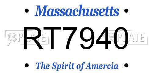 RT7940 Massachusetts License Plate