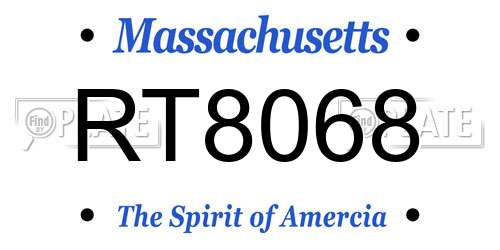 RT8068 Massachusetts License Plate