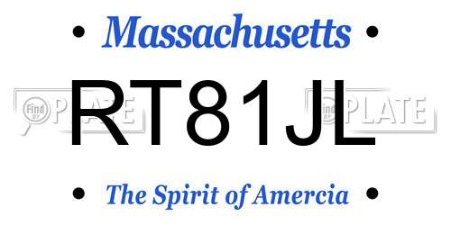 RT81JL Massachusetts License Plate