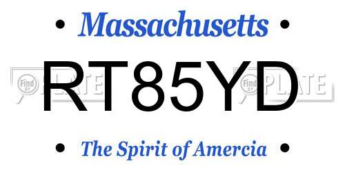 RT85YD Massachusetts License Plate