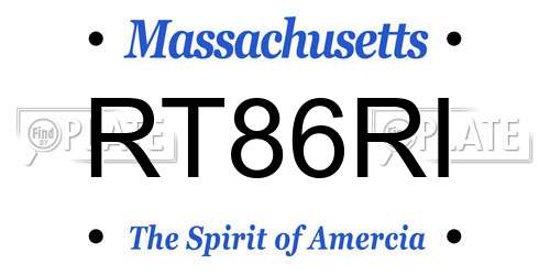 RT86RI Massachusetts License Plate