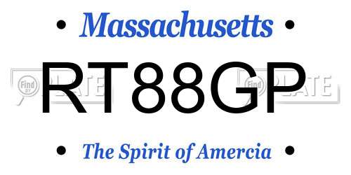 RT88GP Massachusetts License Plate