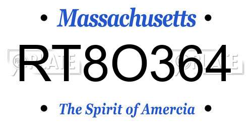 RT8O364 Massachusetts License Plate