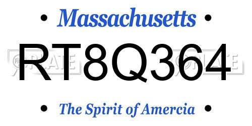 RT8Q364 Massachusetts License Plate