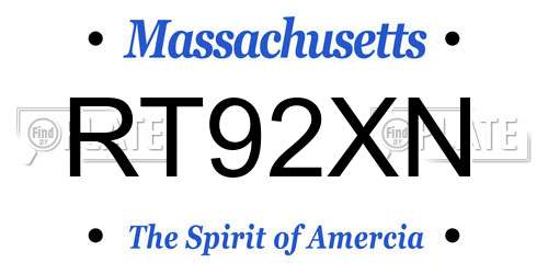 RT92XN Massachusetts License Plate