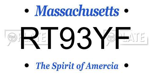 RT93YF Massachusetts License Plate
