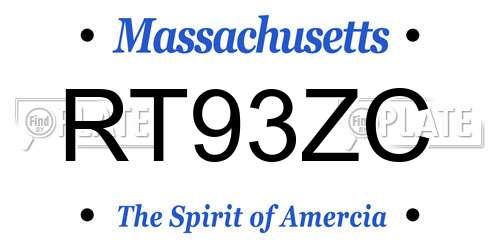 RT93ZC Massachusetts License Plate