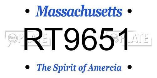 RT9651 Massachusetts License Plate