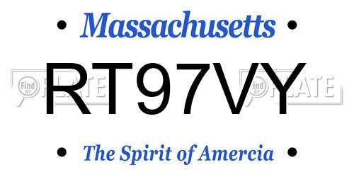 RT97VY Massachusetts License Plate
