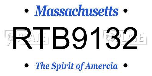 RTB9132 Massachusetts License Plate