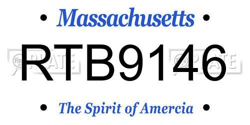 RTB9146 Massachusetts License Plate