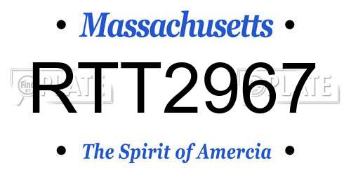 RTT2967 Massachusetts License Plate