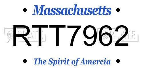 RTT7962 Massachusetts License Plate