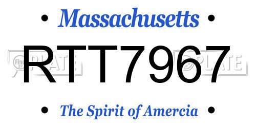 RTT7967 Massachusetts License Plate