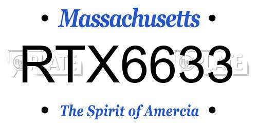 RTX6633 Massachusetts License Plate