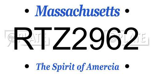 RTZ2962 Massachusetts License Plate