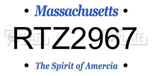 RTZ2967 Massachusetts License Plate