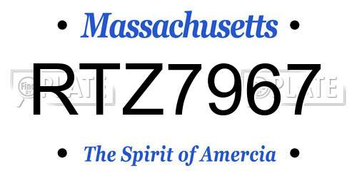 RTZ7967 Massachusetts License Plate