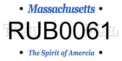 RUB0061 Massachusetts License Plate