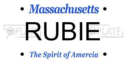 RUBIE Massachusetts License Plate