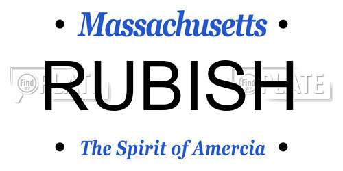 RUBISH Massachusetts License Plate