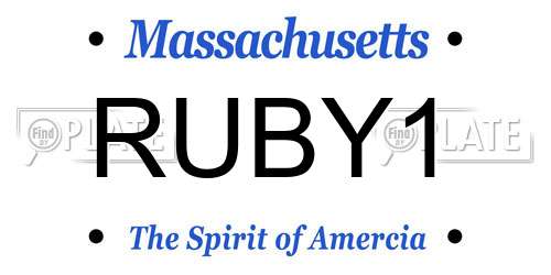 RUBY1 Massachusetts License Plate