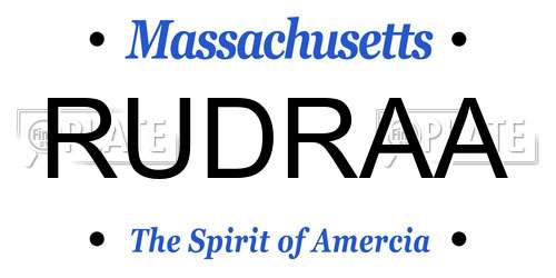 RUDRAA Massachusetts License Plate