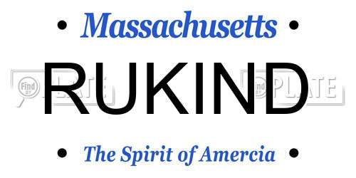 RUKIND Massachusetts License Plate