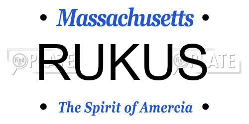 RUKUS Massachusetts License Plate