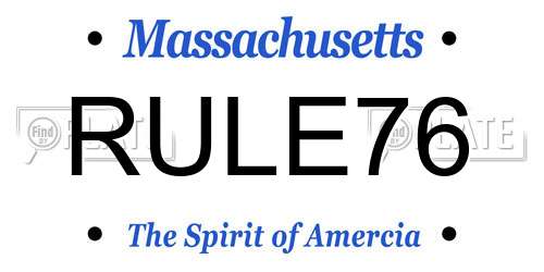 RULE76 Massachusetts License Plate