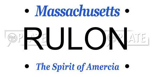 RULON Massachusetts License Plate