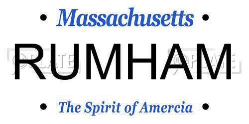 RUMHAM Massachusetts License Plate