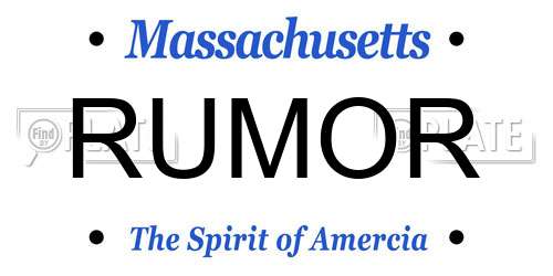 RUMOR Massachusetts License Plate