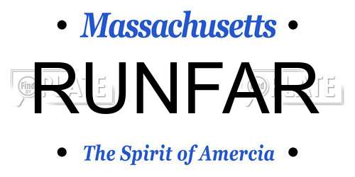 RUNFAR Massachusetts License Plate