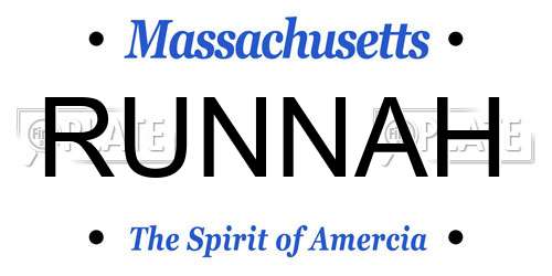 RUNNAH Massachusetts License Plate