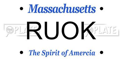 RUOK Massachusetts License Plate