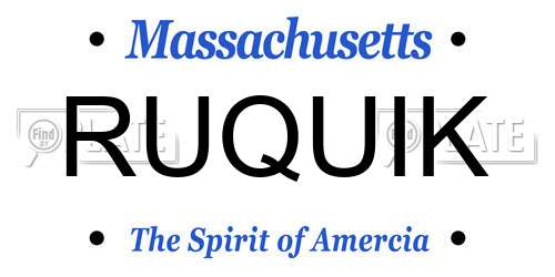 RUQUIK Massachusetts License Plate