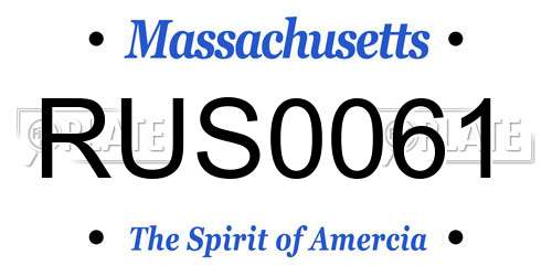 RUS0061 Massachusetts License Plate