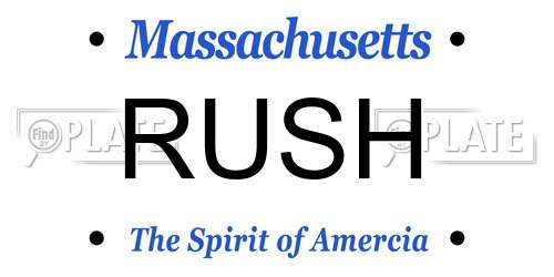 RUSH Massachusetts License Plate