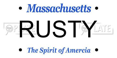 RUSTY Massachusetts License Plate