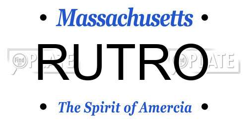 RUTRO Massachusetts License Plate