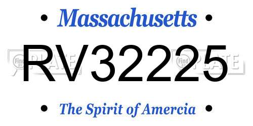 RV32225 Massachusetts License Plate