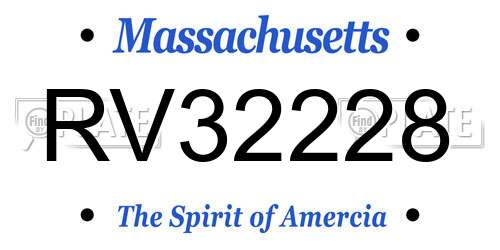 RV32228 Massachusetts License Plate