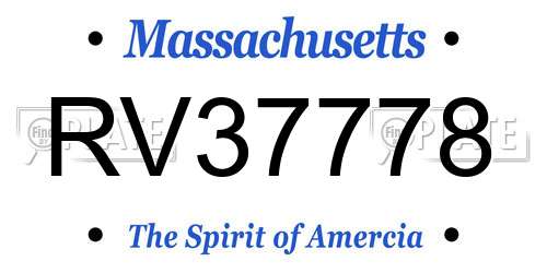 RV37778 Massachusetts License Plate