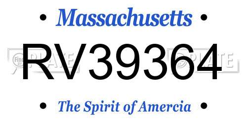 RV39364 Massachusetts License Plate